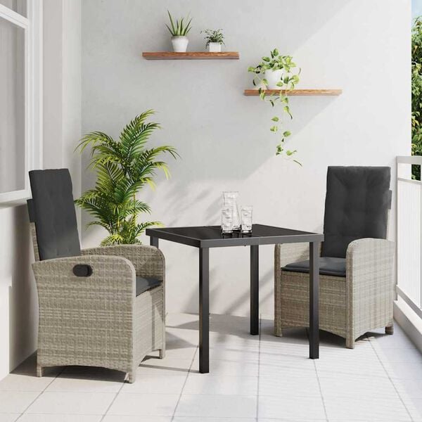 vidaXL Ensemble de salle &agrave; manger pour jardin 3 pcs Gris clair