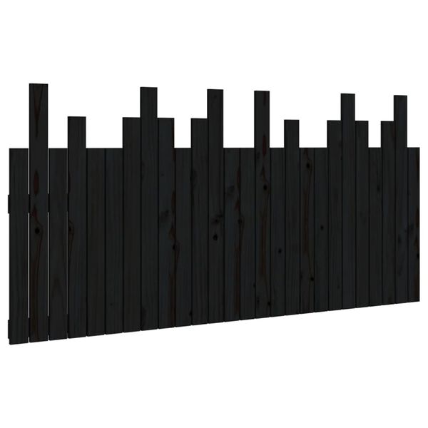 vidaXL T&ecirc;te de lit murale Noir 166x3x80 cm Bois massif de pin