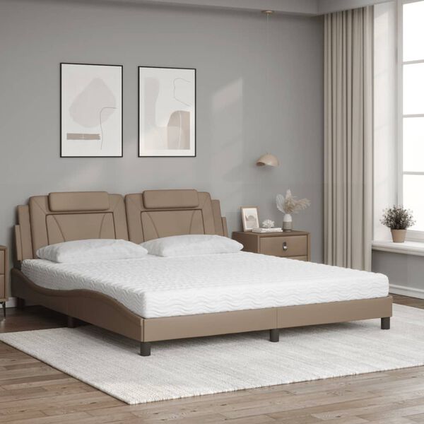 vidaXL Lit Viana avec matelas cappuccino 180x200 cm similicuir