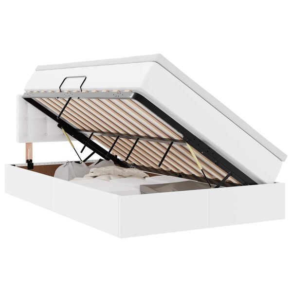 vidaXL Lit avec rangement et LED Blanc 120 x 190 cm Cuir synthétique