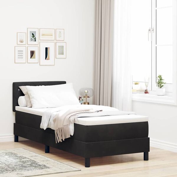 vidaXL Lit &agrave; ressorts avec matelas Noir 80 x 200 cm Velours