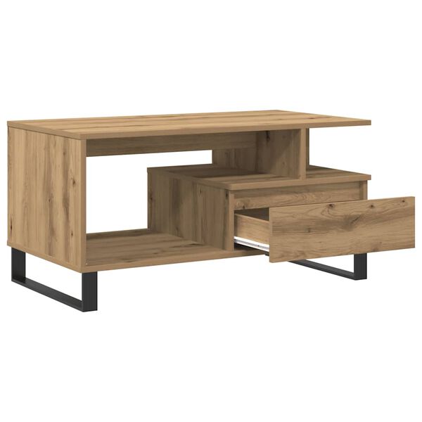 vidaXL Table basse ch&ecirc;ne artisanal 90x49x45 cm bois d'ing&eacute;nierie