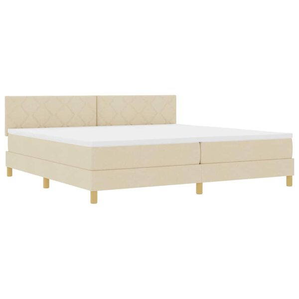 vidaXL Lit &agrave; ressorts avec matelas Cr&egrave;me 200 x 200 cm tissu