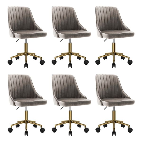 vidaXL Chaises pivotantes &agrave; manger lot de 6 gris clair velours