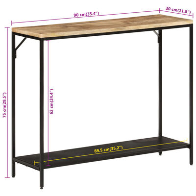 vidaXL Table console 90x30x75 cm bois de manguier massif brut et fer