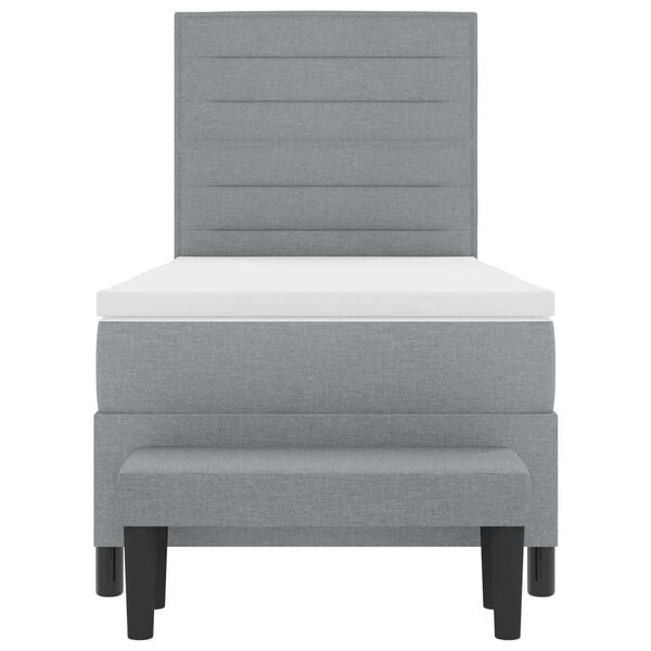 vidaXL Lit &agrave; ressorts avec matelas Gris clair 90 x 190 cm tissu