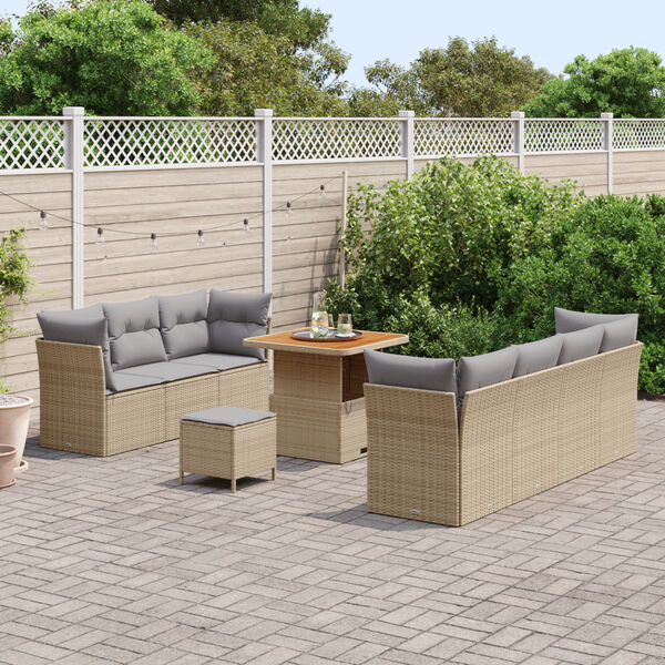 vidaXL Ensemble de canap&eacute; de jardin 10 pcs beige et gris clair