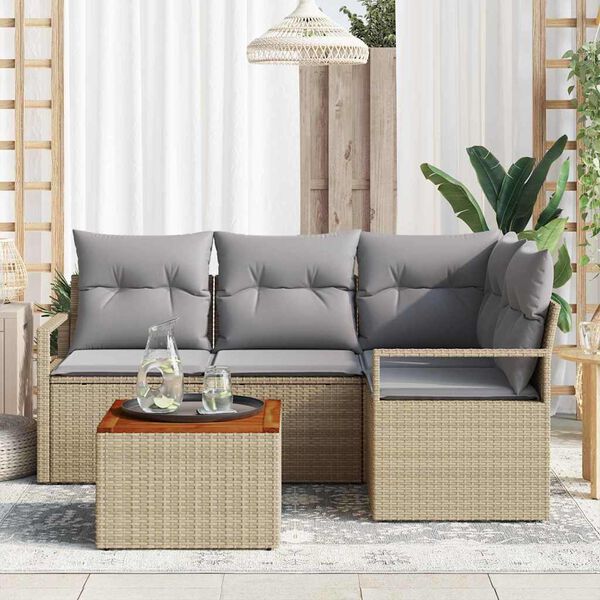 vidaXL Ensemble de canap&eacute; de jardin 5 pcs Beige et Gris clair