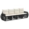 vidaXL Ensemble de canap&eacute; de jardin 4 pc Noir et blanc cr&egrave;me polyrotin
