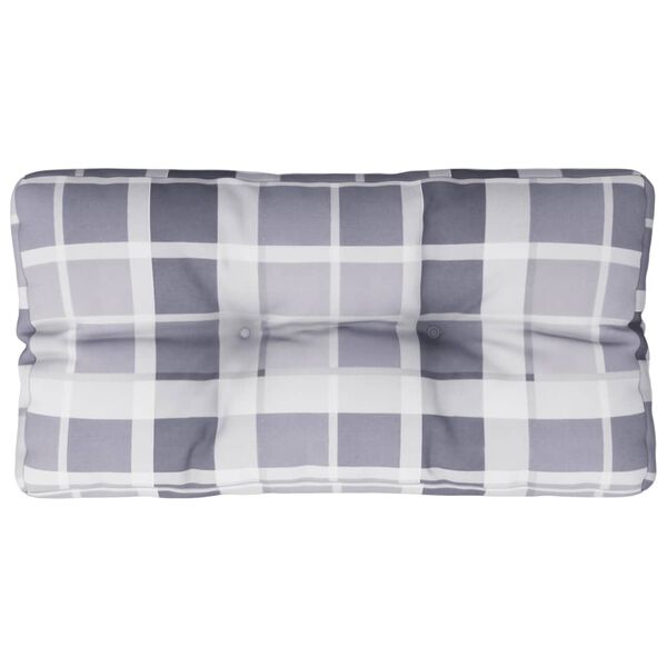 vidaXL Coussin de palette motif &agrave; carreaux gris 70x40x12 cm tissu