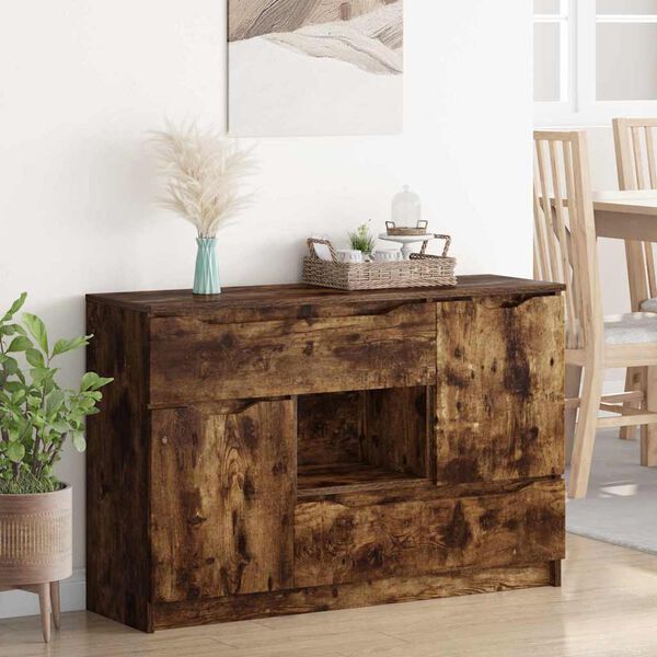vidaXL Buffet avec tiroir Ch&ecirc;ne fum&eacute; 100 x 30 x 65,6 Bois d'ing&eacute;nierie