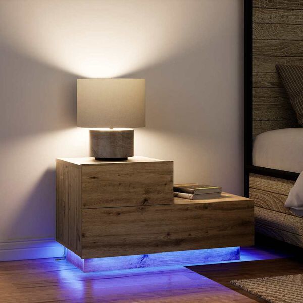 vidaXL Cabinet de chevet avec tiroir Ch&ecirc;ne artisanal 70 x 36 x 40,5 cm