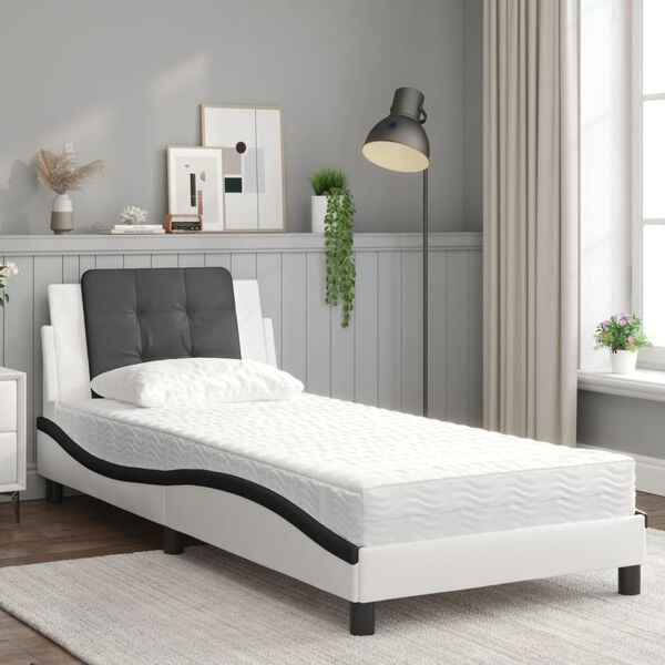 vidaXL Cadre de lit sans matelas Zadar blanc et noir 80x200 cm similicuir