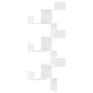 vidaXL &Eacute;tag&egrave;re d'angle murale blanc 45x45x147 cm bois d'ing&eacute;nierie