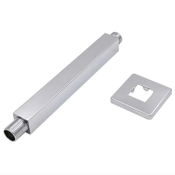 vidaXL Bras de support de douche Carr&eacute; Inox 201 Argent&eacute; 20 cm