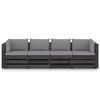 vidaXL Canap&eacute; de jardin 4 places avec coussins Bois impr&eacute;gn&eacute; de gris