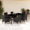 vidaXL Ensemble &agrave; manger de jardin et coussins 7 pcs noir rotin acacia