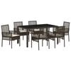vidaXL Ensemble de salle &agrave; manger pour jardin 7 pc Marron polyrotin