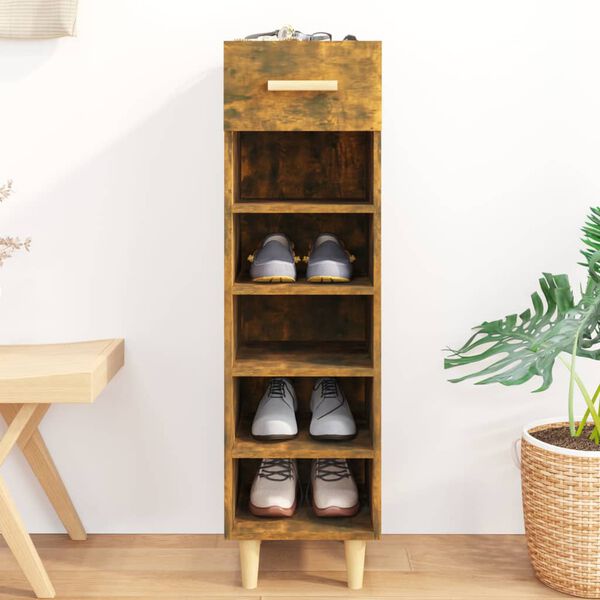 vidaXL Meuble &agrave; chaussures Ch&ecirc;ne fum&eacute; 30x35x105 cm Bois d'ing&eacute;nierie