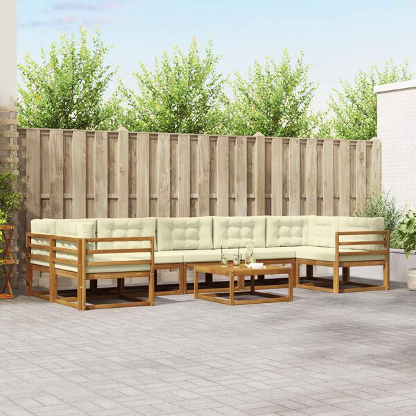 vidaXL Ensemble de canap&eacute;s d'ext&eacute;rieur 8 pcs Naturel et Cr&egrave;me