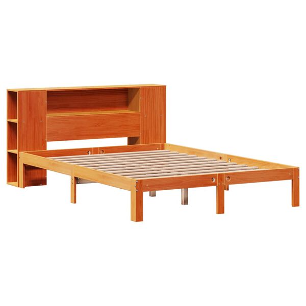 vidaXL Lit biblioth&egrave;que sans matelas cire marron 120x200 cm pin massif