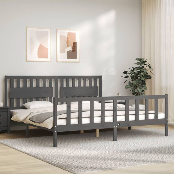 vidaXL Cadre de lit sans matelas gris 200x200 cm bois massif de pin