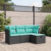 vidaXL Salon de jardin 4 pcs avec coussins noir r&eacute;sine tress&eacute;e