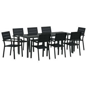 vidaXL Ensemble de salle &agrave; manger pour jardin 9 pcs Noir