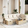 vidaXL Salon de jardin avec coussins 7 pcs beige r&eacute;sine tress&eacute;e