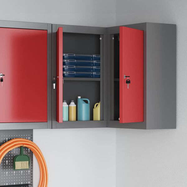 vidaXL Cabinet à Outils avec étagère Rouge et gris 55 x 55 x 55 cm