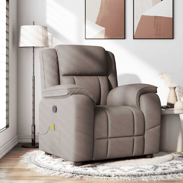 vidaXL Fauteuil de massage inclinable Taupe Tissu