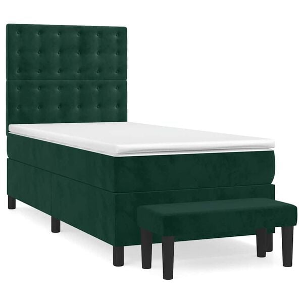 vidaXL Sommier &agrave; lattes de lit avec matelas Vert fonc&eacute; 90x200 cm