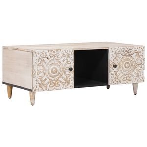 vidaXL Table basse Blanc 100 x 54 x 40 cm Bois de mangue massif