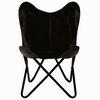 vidaXL Chaise papillon noir taille pour enfants cuir véritable