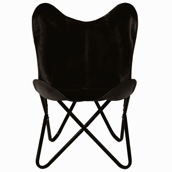 vidaXL Chaise papillon noir taille pour enfants cuir véritable