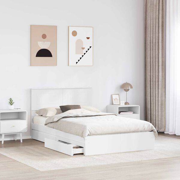 vidaXL Lit de Rangement Blanc 135 x 190 cm Bois d'ing&eacute;nierie