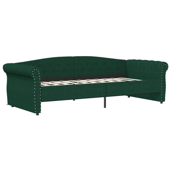 vidaXL Lit avec matelas et &eacute;clairage USB Vert fonc&eacute; Tissu 90x200 cm
