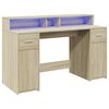 vidaXL Bureau avec lumières LED chêne sonoma bois d'ingénierie
