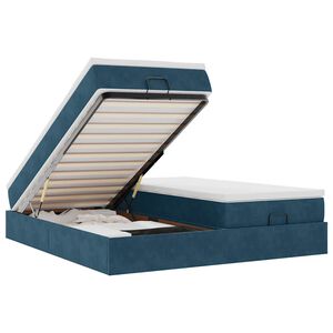 VidaXL Cadre de lit ottoman avec matelas bleu fonc&eacute; 160x200 cm velours