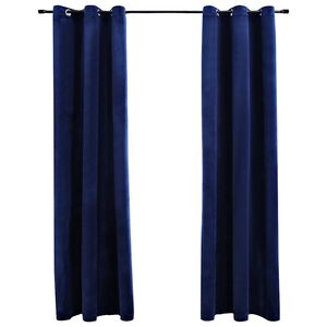vidaXL Rideaux occultants et anneaux 2pcs bleu marine 94x160cm velours