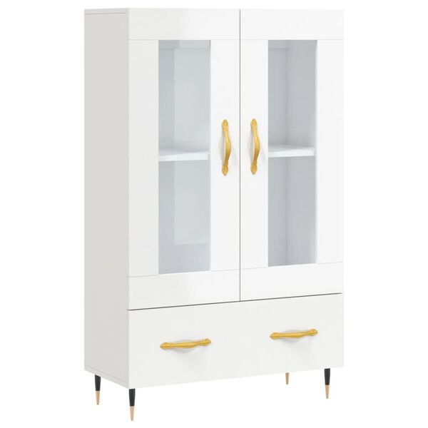 vidaXL Buffet haut blanc brillant 69,5x31x115 cm bois d'ing&eacute;nierie