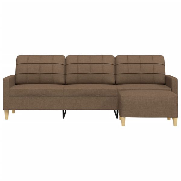 vidaXL Canap&eacute; &agrave; 3 places avec repose-pieds Marron 210 cm Tissu