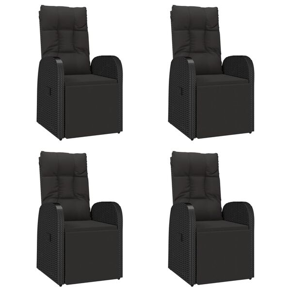 vidaXL Ensemble à manger de jardin 5pcs Noir Poly rotin et acacia