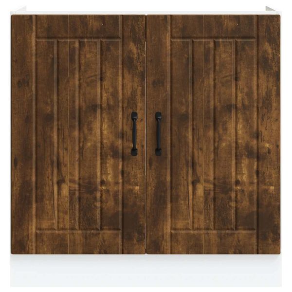 vidaXL Meuble de base de lavabo Lucca ch&ecirc;ne fum&eacute; bois d'ing&eacute;nierie