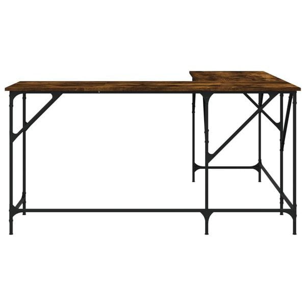vidaXL Bureau chêne fumé 149x149x75 cm bois d'ingénierie