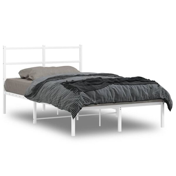 vidaXL Cadre de lit m&eacute;tal sans matelas et t&ecirc;te de lit blanc 120x190 cm