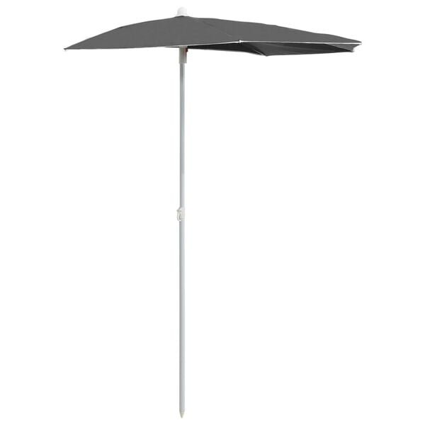 vidaXL Demi-parasol de jardin avec m&acirc;t 180x90 cm anthracite