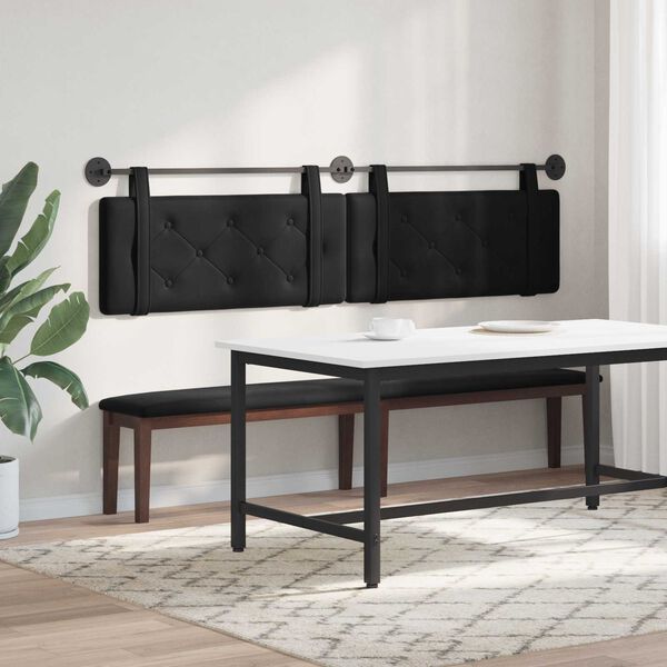 vidaXL T&ecirc;te de lit suspendue Noir 210 x 55 x 5 cm Velours