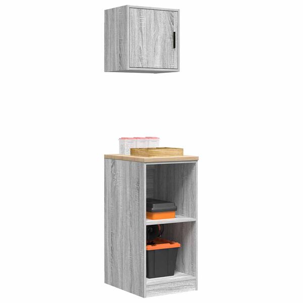 vidaXL Armoires de garage 2 pcs sonoma gris bois d'ingénierie