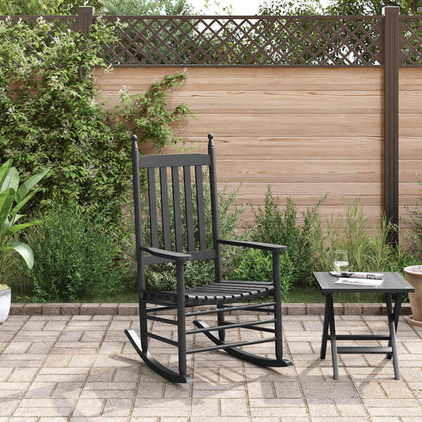 vidaXL Chaise &agrave; bascule avec si&egrave;ge incurv&eacute; noir peuplier massif